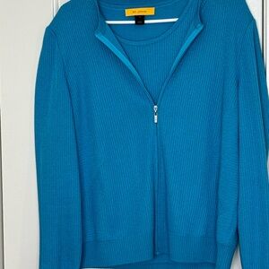 St. John Knit teal-colored sweater set